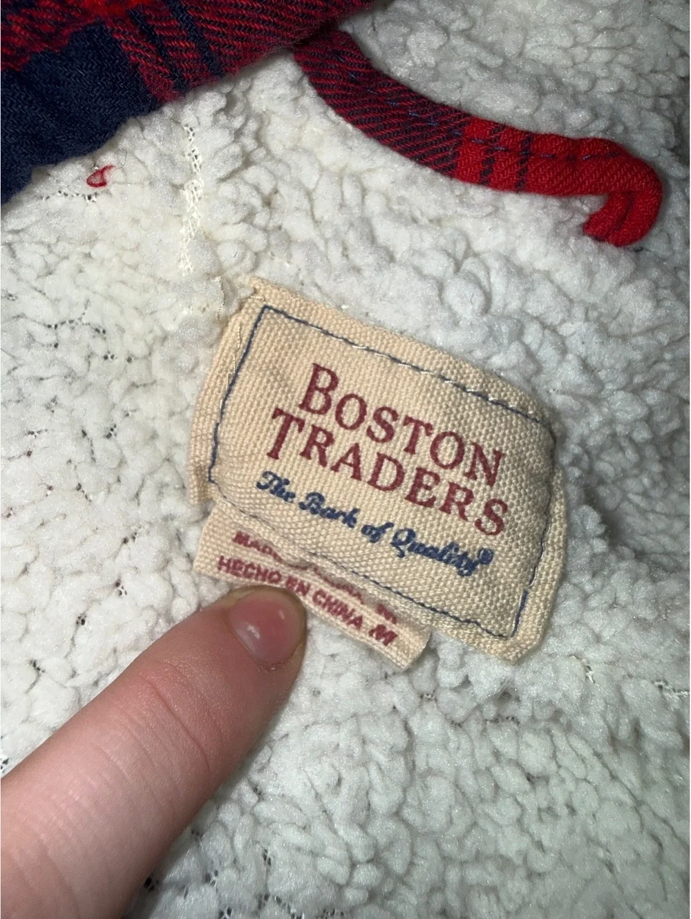 Red plaid  checkered men M cozy BOSTON TRADERS jacket men’s
